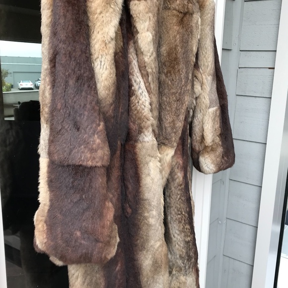 Polo Norte brown rabbit very long coat, XL - Picture 4 of 6